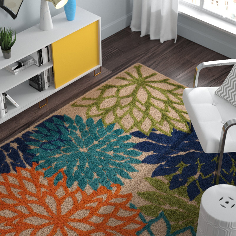 Zipcode Design™ Broadus Floral Green/Blue/Orange Area Rug & Reviews